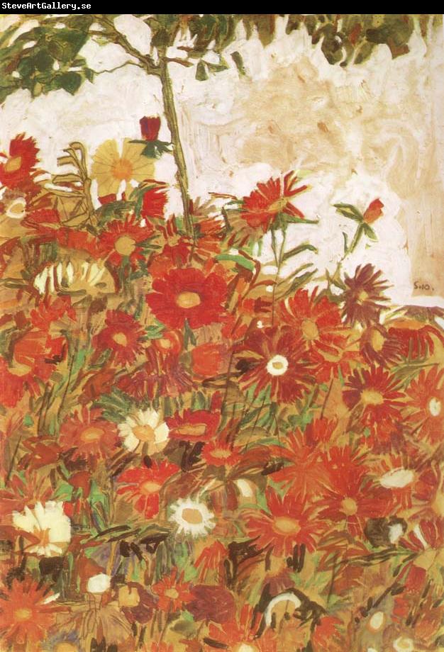 Egon Schiele Field of Flowers